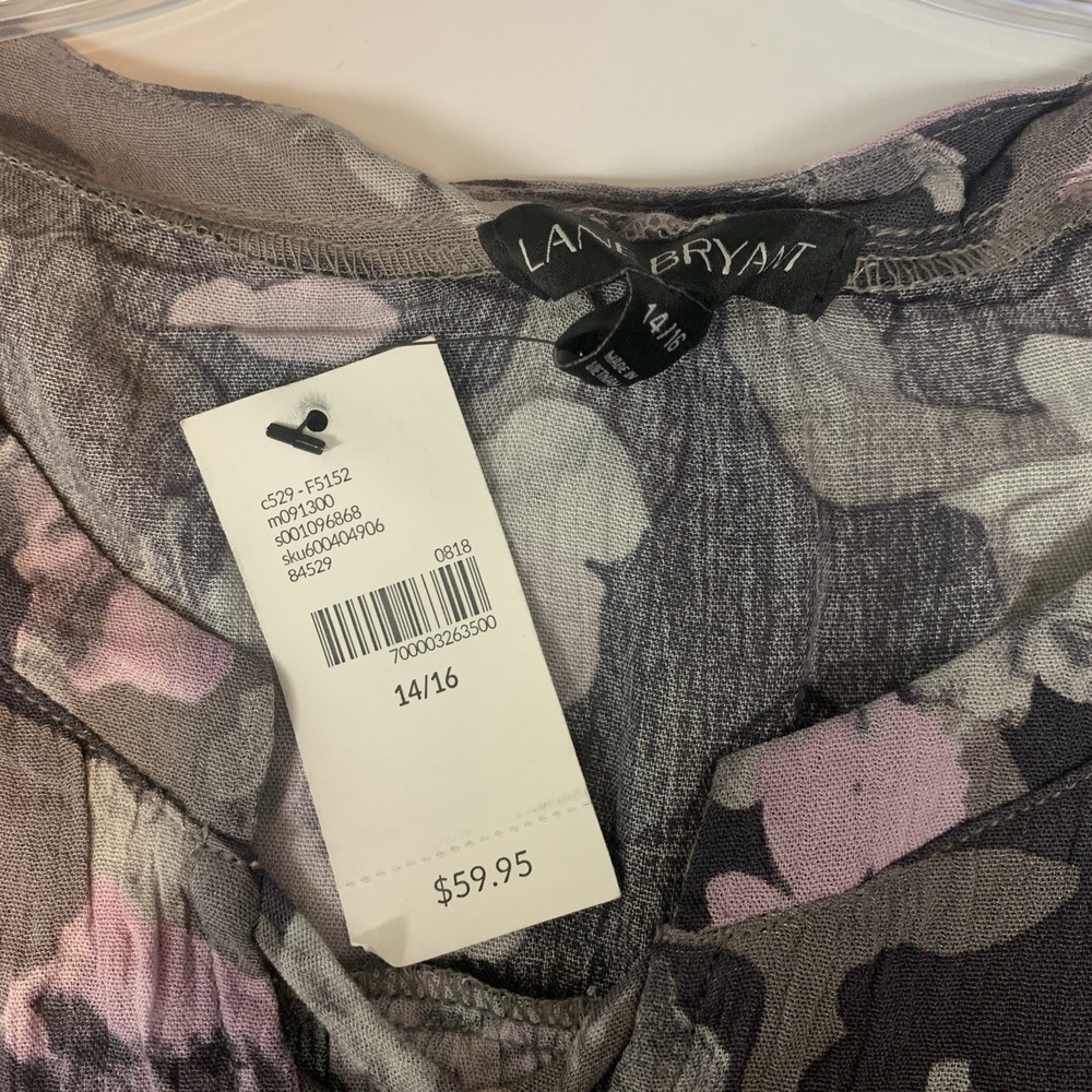 Lane Bryant Top Womens 14/16 Floral Flare 3/4 Sleeve Blouse Boho Rayon Romantic - Picture 4 of 8